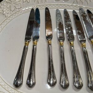 8 Golden Artesia Butter knives Pfaltzgraff Stainless‎ gold